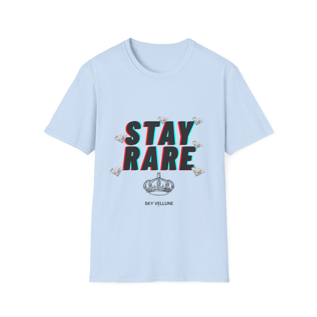 Stay Rare T-Shirt — Retro 3D Text with Diamonds & Crown