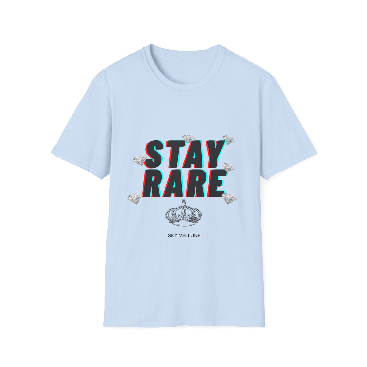 Stay Rare T-Shirt — Retro 3D Text with Diamonds & Crown