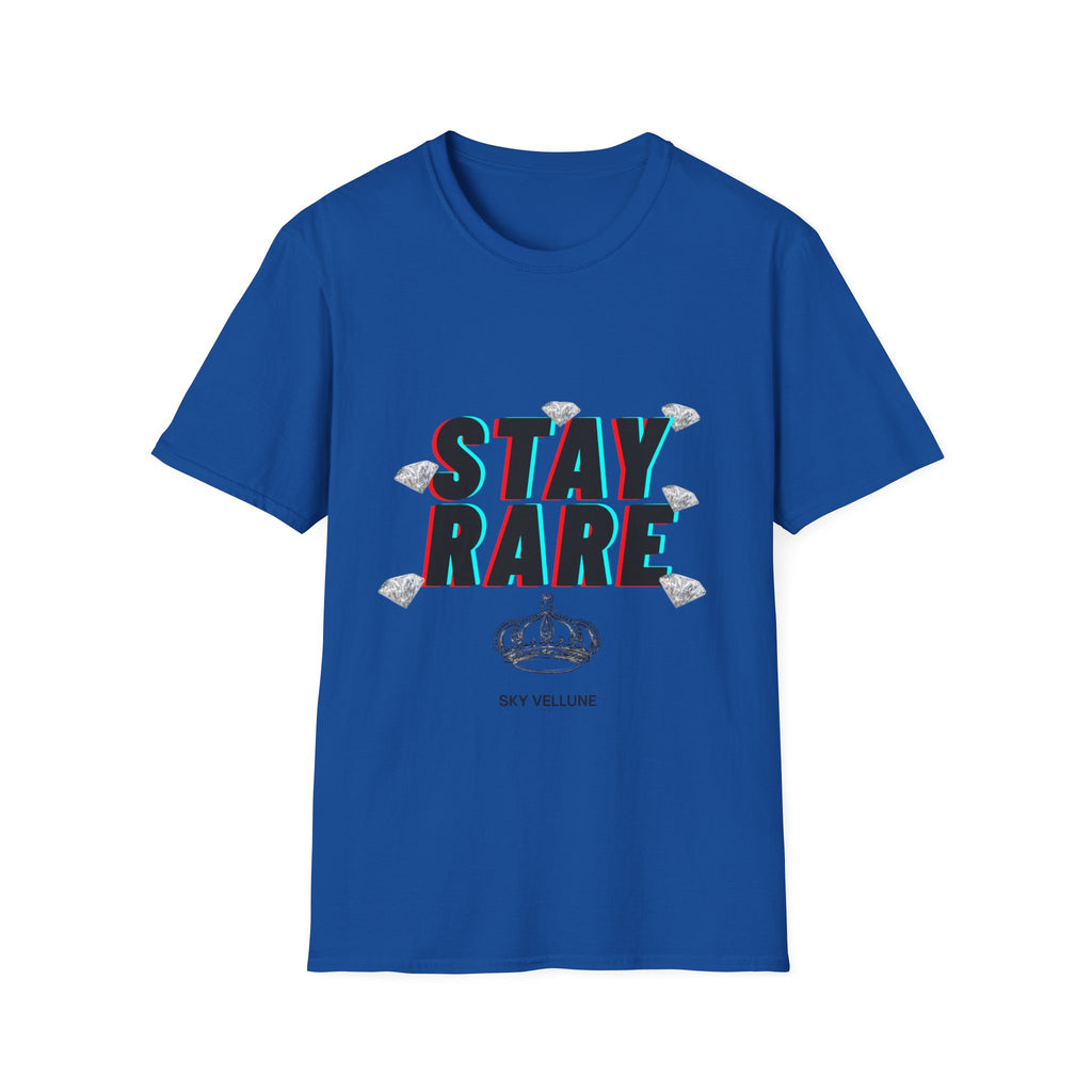 Stay Rare T-Shirt — Retro 3D Text with Diamonds & Crown