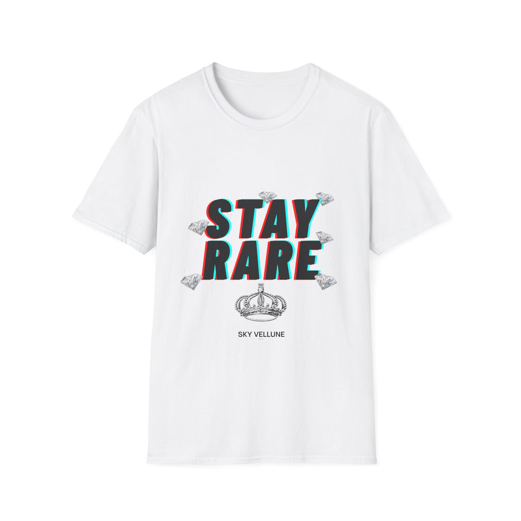Stay Rare T-Shirt — Retro 3D Text with Diamonds & Crown