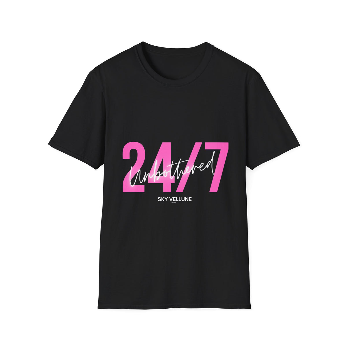 24/7 Unbothered T-Shirt — Neon Pink Retro Graphic Tee