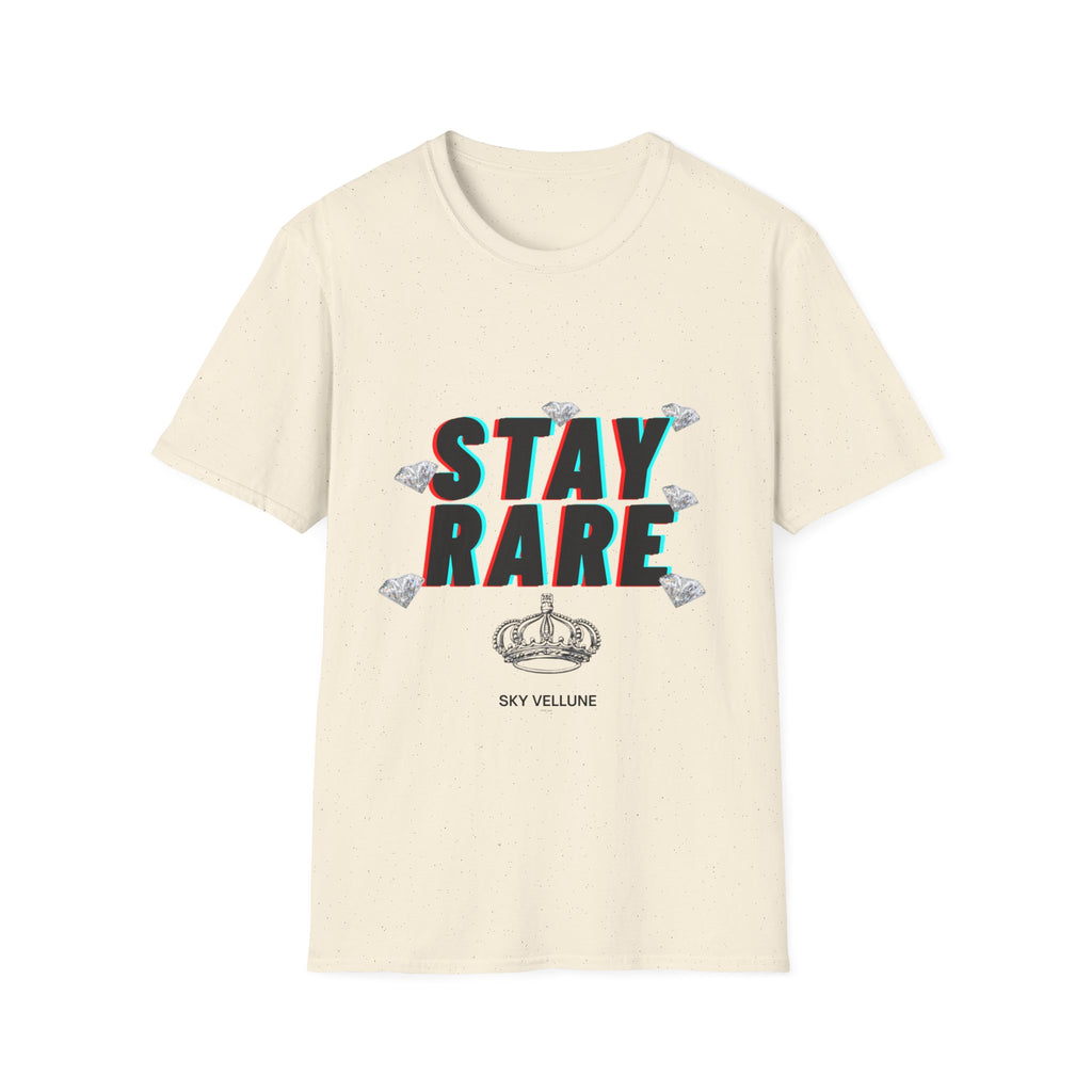 Stay Rare T-Shirt — Retro 3D Text with Diamonds & Crown