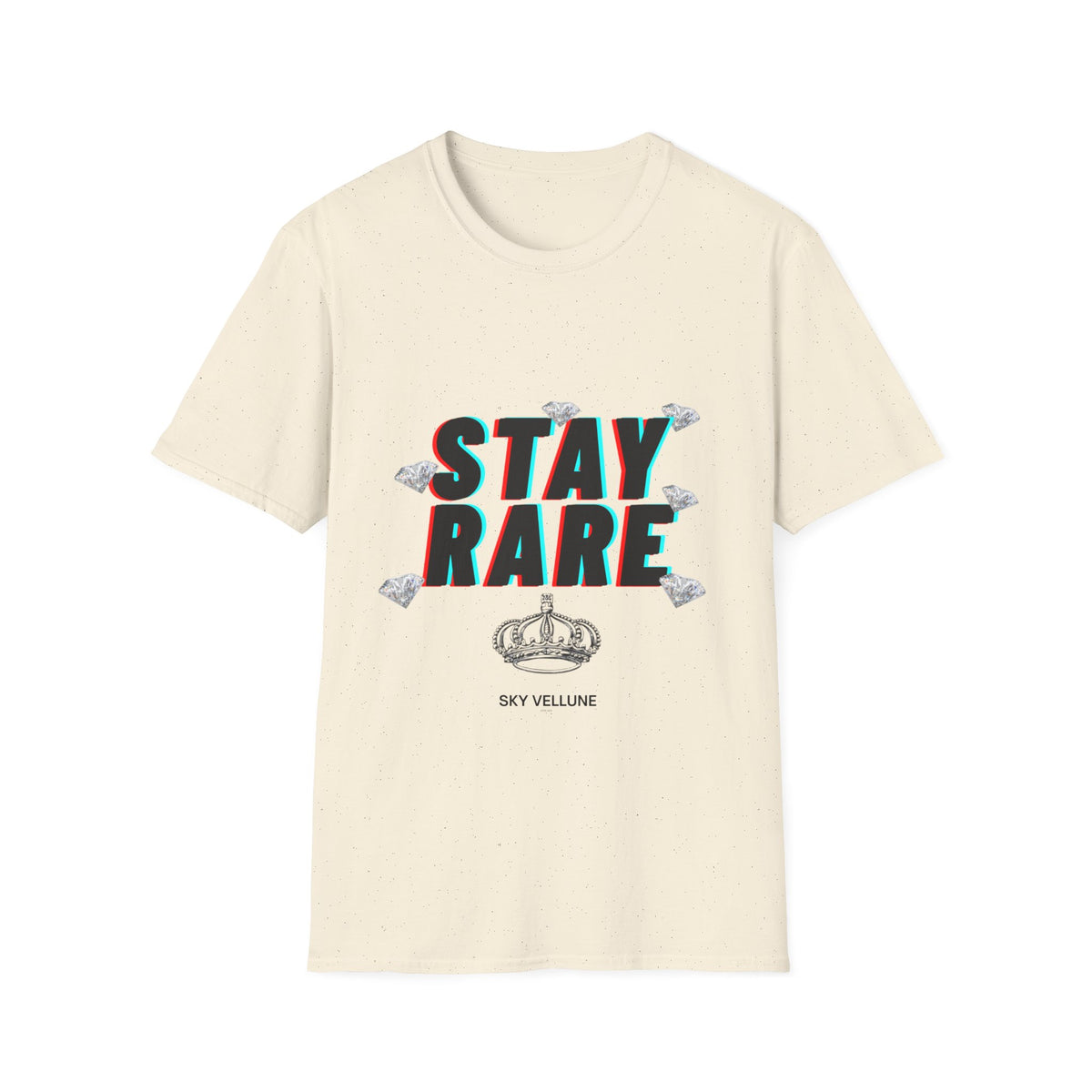 Stay Rare T-Shirt — Retro 3D Text with Diamonds & Crown