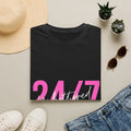 24/7 Unbothered T-Shirt — Neon Pink Retro Graphic Tee