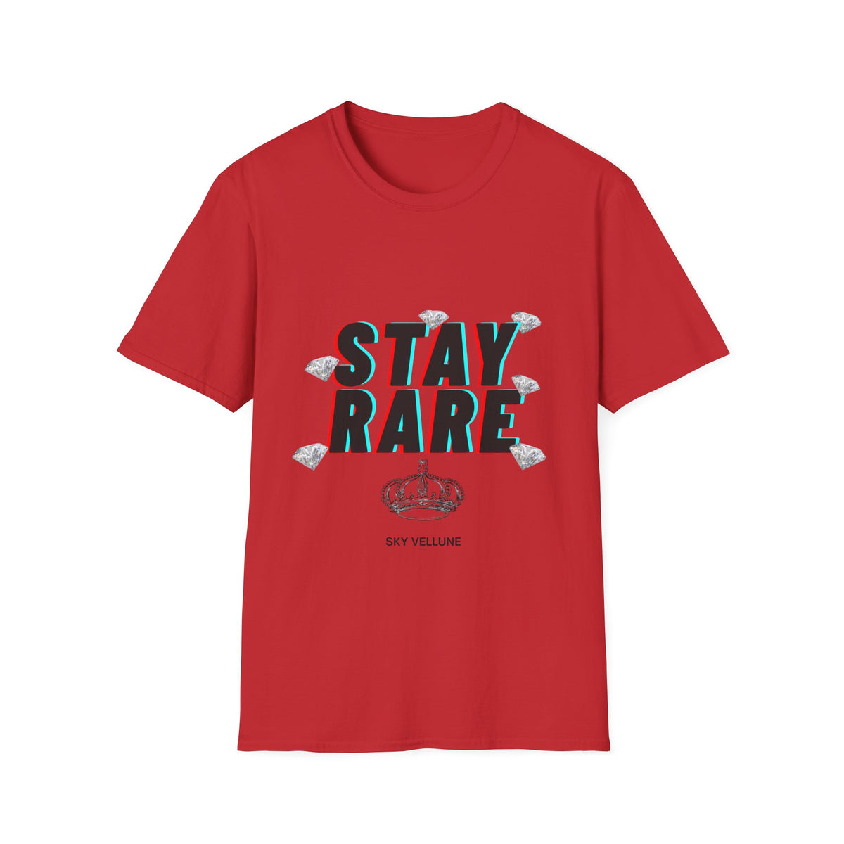 Stay Rare T-Shirt — Retro 3D Text with Diamonds & Crown
